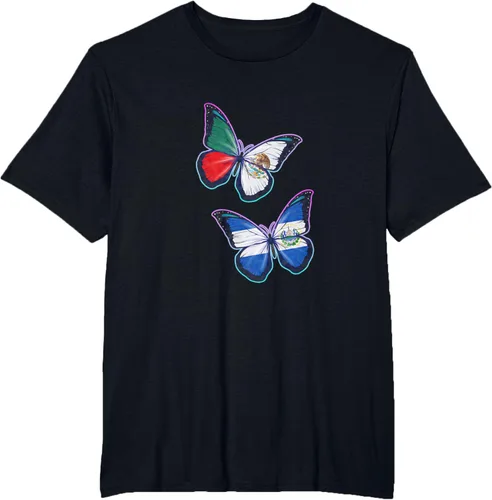 Vista 32 de Raíces biculturales de El Salvador y México. Versión mariposa Camiseta, Negro