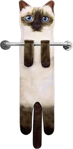 Vista 25 de Divertidas toallas de mano para decoración de baño y cocina, bonita toalla de mano colgante de gato, accesorios de cocina, ideas únicas de regalo