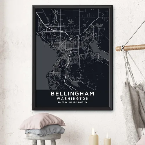 Vista 3 de Map of Bellingham, Washington, Evening (8x10)