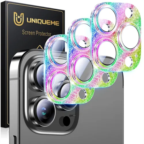 Vista 12 de UniqueMe para Paquete de 3 Protectores de Lente de Cámara para iPhone 15 Pro/iPhone 15 Pro Max, [Protección contra Caídas] [Compatible con Fundas]