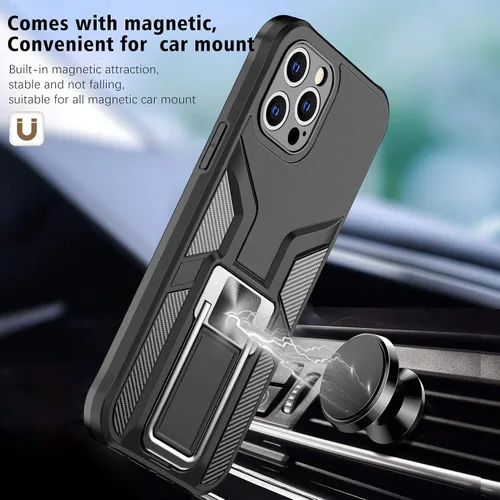 Vista 5 de Funda para iPhone 11 Pro Max anticaídas, resistente grado militar, a prueba de golpes, doble protección (TPU+PC), funda magnética sólida y duradera