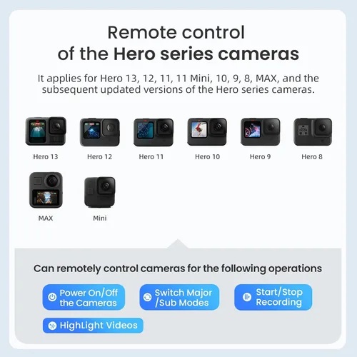 Vista 6 de Control remoto Selfie Stick recargable impermeable 39.4 in estirable compatible con cámara de acción Insta360/Gopro y iOS Android Smartphone