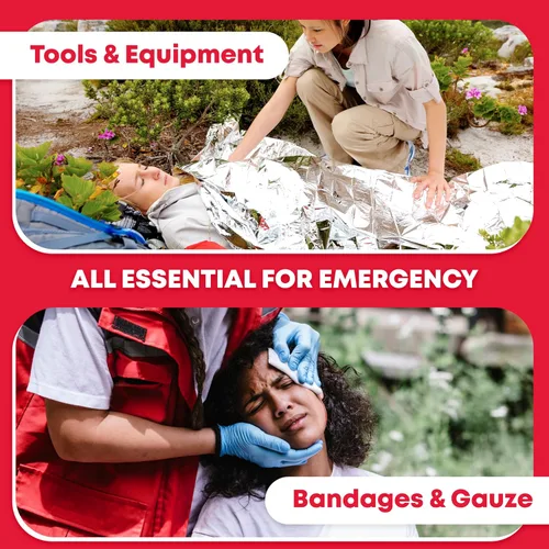 Vista 6 de Ever Ready First Aid EMS First Responder Kit de primeros auxilios para trauma completamente abastecido - Rojo