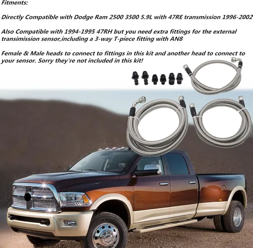 Vista 3 de Priprilod Kit de líneas de refrigeración de transmisión manguera resistente compatible con Dodge Ram 47RE 1996 1997 1998 1999 2000 2001 2002