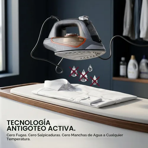 Vista 4 de Bartnelli Plancha de vapor Pro Luxury para ropa, plancha comercial resistente de 1700 W con suela de cerámica multicapa, tecnología antigoteo