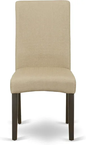Vista 7 de East West Furniture HLDR3-CAP-03 Juego de mesa de comedor de 3 piezas contiene una mesa de comedor redonda con pedestal y 2 sillas Parson tapizadas