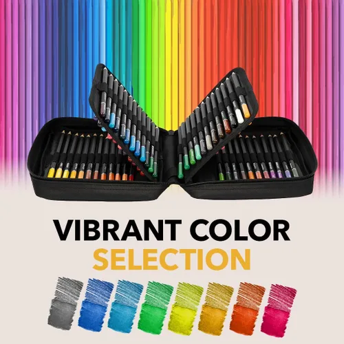 Vista 3 de Castle Art Supplies - Juego de 72 lápices de acuarela para colorear con estuche de cierre fácil para viajes para adultos y artistas Lápices