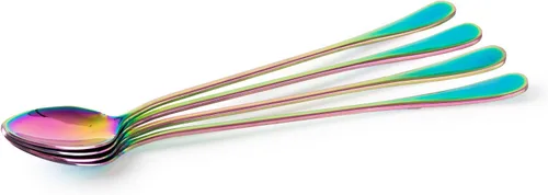 Vista 3 de dhrbsx Cuchara de té helado de mango largo, cucharas para mezclar cócteles, cucharas de café de acero inoxidable, cuchara de helado