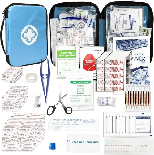 Vista 13 de Kit de primeros auxilios para casa y negocios - Kit de emergencia para camping y automóvil - 300 piezas de suministros de repuesto esenciales