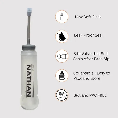 Vista 5 de Nathan - Chaleco de hidratación para mujer - Malla ligera, transpirable, 2 frascos de 14 oz, vejiga de 2 L, chaleco reflectante, Pinnacle Breeze