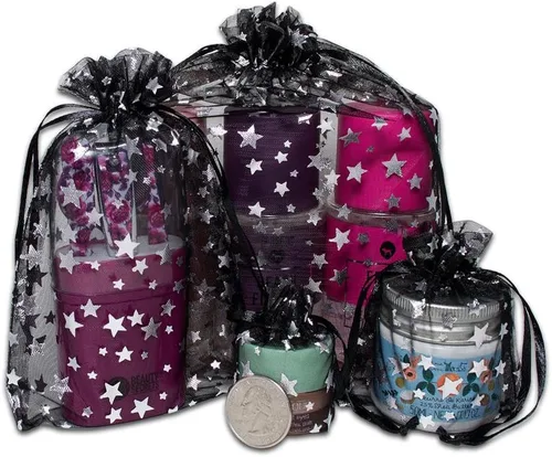 Vista 3 de The Display Guys - Paquete de 100 bolsas de regalo de organza transparente de 2 x 2.5 pulgadas con cordón