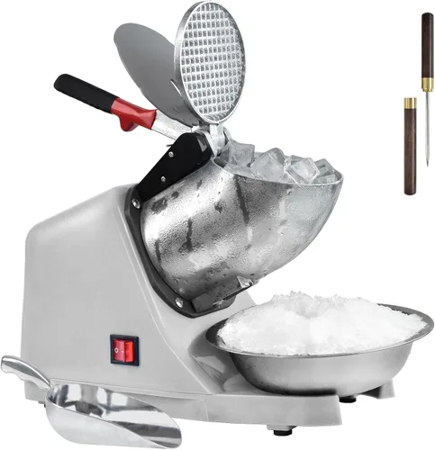 Vista 8 de Máquina eléctrica de hielo afeitado, con picahielo y cuchara, 3 cuchillas de máquina eléctrica de cono de nieve (300 W, 2200 r/min), máquina