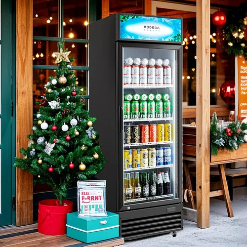 Vista 2 de BODEGACOOLER Refrigerador Comercial de Bebidas, 12.5 Pies Cúbicos Refrigerador Comercial Merchandiser Negro, Luz LED/Estantes Ajustables