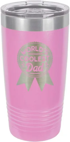 Vista 7 de WORLDS COOLEST DAD RIBBON BLACK Vaso de bebida de 20 oz con pajita Taza de viaje grabada con láser Comparar con Yeti Rambler Idea de regalo