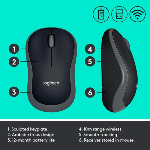 Vista 7 de Logitech combo inalámbrico MK270 de teclado y mouse, Negro
