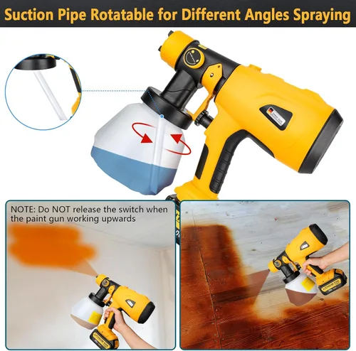 Vista 5 de Pulverizador de pintura inalámbrico compatible con DeWalt 20 V MAX batería de 33.8 fl oz de capacidad HVLP, pistola de pintura en aerosol HVLP, 3