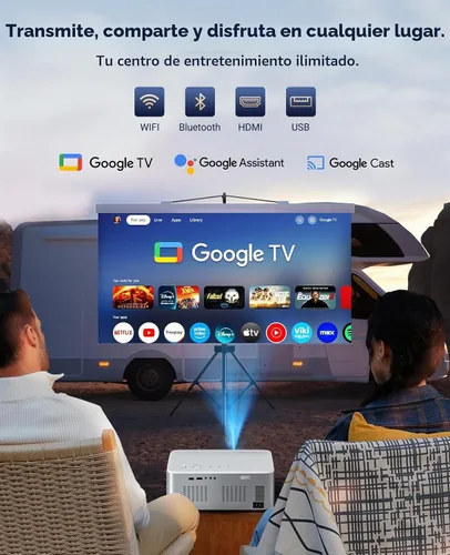 Vista 4 de Proyector de TV Google 4K compatible con - Proyector inteligente CiBest con WiFi 6 y Bluetooth, proyector de película para exteriores con motor