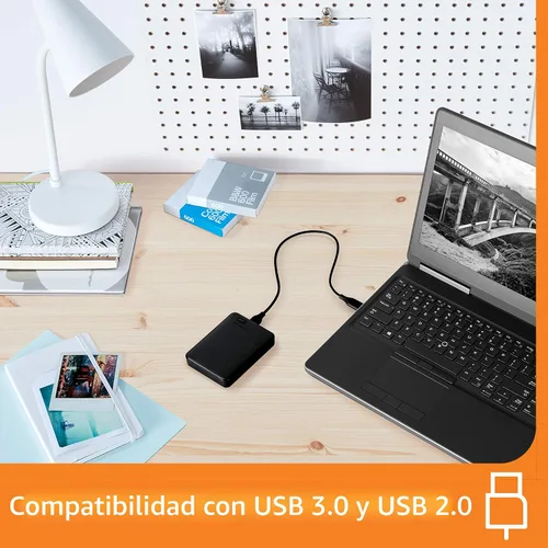 Vista 5 de Western Digital WD - Disco duro externo portátil de 1 TB Elements para Windows, USB 3.2 Gen 1/USB 3.0 para PC y Mac, listo para conectar y usar
