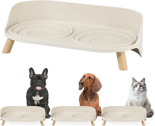 Vista 11 de Soporte elevado para comedero para perros, mesa de comedor elevada para perros y gatos pequeños y medianos, se adapta a platos de alimentos y agua