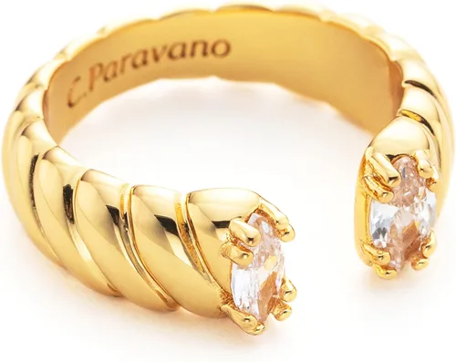 Vista 2 de C.Paravano Anillos vintage de oro de 18 quilates para mujer - Anillo de oro real ajustable