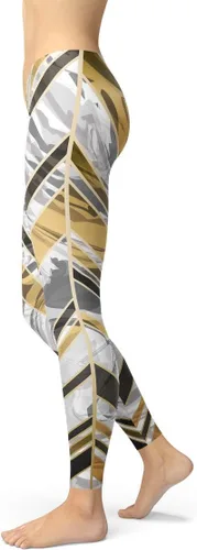 Vista 6 de Satori Stylez Leggings de mármol para mujer, pantalones de cintura media con estampado de rayas de oro negro