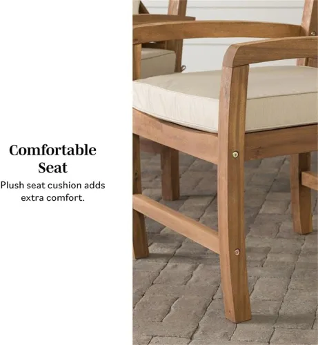 Vista 5 de Walker Edison Delray - Juego de 2 sillas clásicas de madera de acacia con cojines y respaldo en X, color marrón