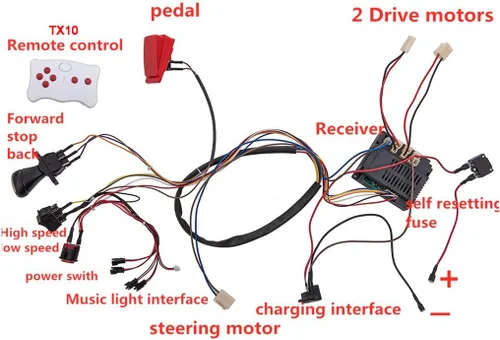 Vista 2 de Kit de cables y interruptores modificados para niños de 12 voltios, con control remoto Bluetooth de 2.4 G y receptor, para niños, accesorios