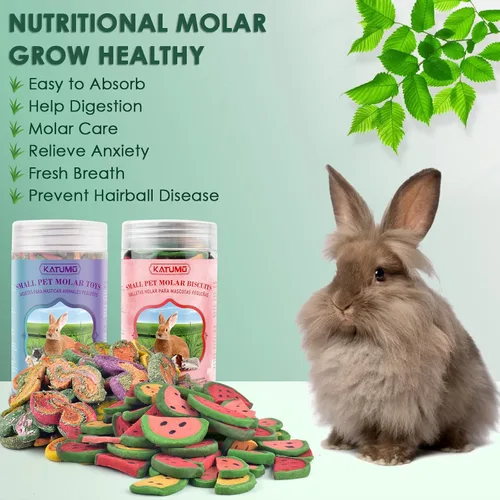 Vista 5 de KATUMO Juguetes masticables de conejo, 13.40 oz multisabor natural de conejo golosinas Timothy Grass Treats pequeños animales molares juguetes