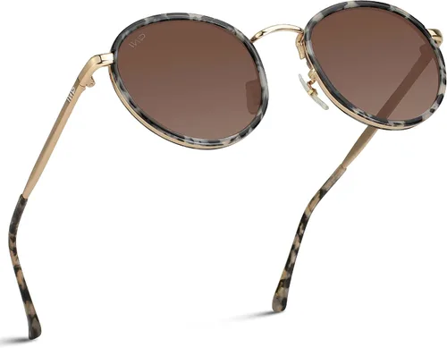 Vista 3 de WearMe Pro - Gafas de sol redondas con marco de metal para mujer