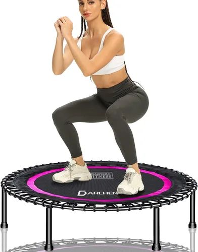 Vista 10 de DARCHEN - Mini trampolín para adultos, 450 libras; para interiores, para entrenamiento, fitness; da un rebote silencioso y seguro [40 pulgadas]
