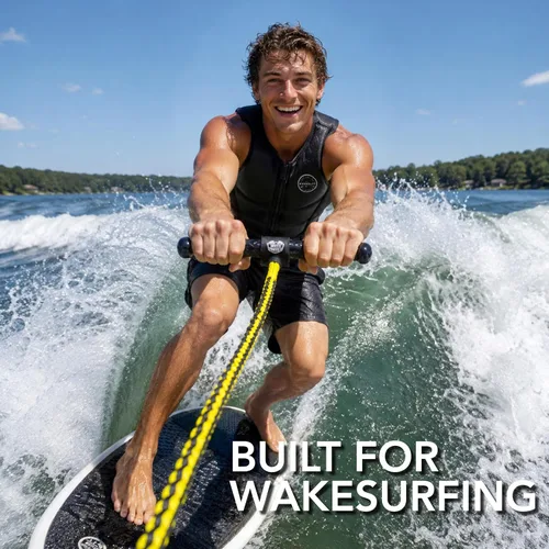 Vista 2 de White Knuckle Wakesurfing Rope, 1700lb Breaking Capacity, 16 Strands, with Handle, for All Skill Levels