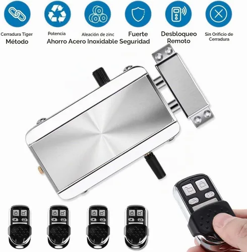 Vista 7 de Cerradura de puerta inteligente electrónica con control remoto, sistema de control de acceso de cerrojo inalámbrico antirrobo inteligente sin llave