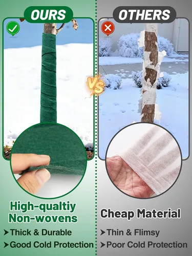 Vista 2 de ANPHSIN Protector de árbol para protección contra la congelación en invierno, 65 pies x 2 piezas, protector de corteza de tronco transpirable