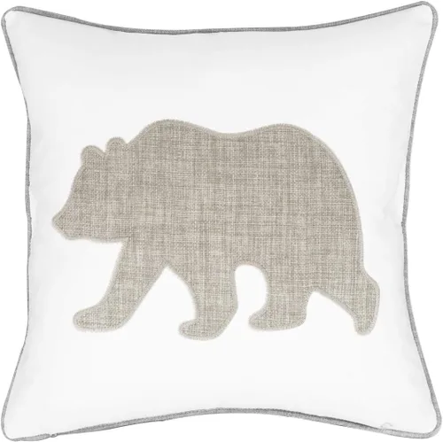 Vista 16 de Fundas de almohada decorativas con diseño de oso, fundas de cojín bordadas de algodón y lino, 45,7 x 45,7 cm (gris)