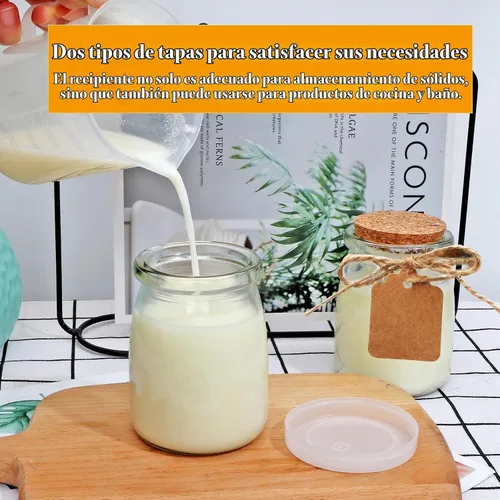 Vista 8 de Recipientes de yogur con tapas de corcho, 6 piezas, tarros de vidrio de 7 onzas con tapas