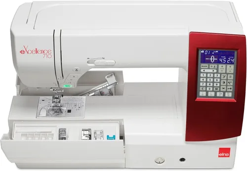 Vista 4 de Elna eXcellence 710 Máquina de coser y acolchar computarizada, cama de costura de 11 pulgadas, incluye sistema avanzado de alimentación doble, 15