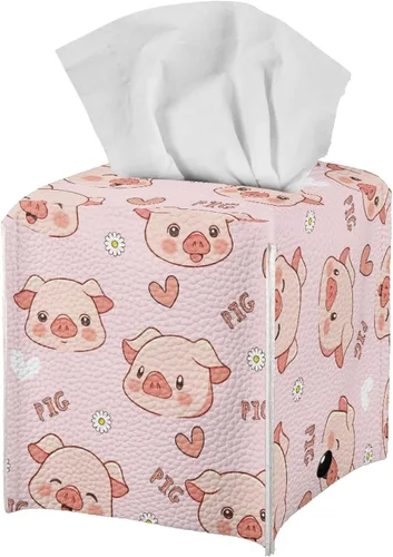 Vista 45 de ZFRXIGN Caja de pañuelos de hongos estética, funda cuadrada de piel sintética, organizador con cinturón inferior para tocador, encimera, mesita