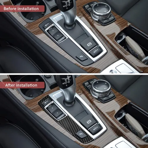 Vista 4 de SUNJIKA Compatible con consolas centrales de fibra de carbono, cubierta de moldura del panel de control del modo de conducción interior para BMW
