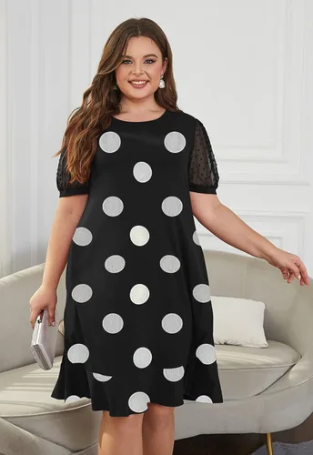 Vista 3 de Keluummi Vestidos de novia de talla grande para mujeres con curvas, vestido de verano casual de negocios, acampanado, vestido de graduación