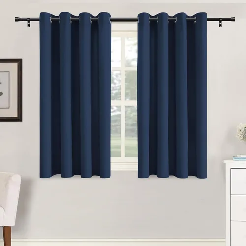 Vista 26 de H.VERSAILTEX Cortinas de cocina texturizadas de lino natural con ojales de 45 pulgadas de largo, lino sintético grueso para oscurecer la habitación