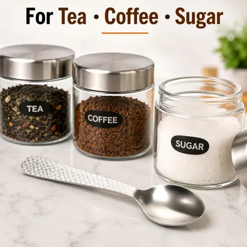 Vista 5 de Juego de 12 cucharas de acero inoxidable para té/café y especias (plata) (cuchara de té pequeña)