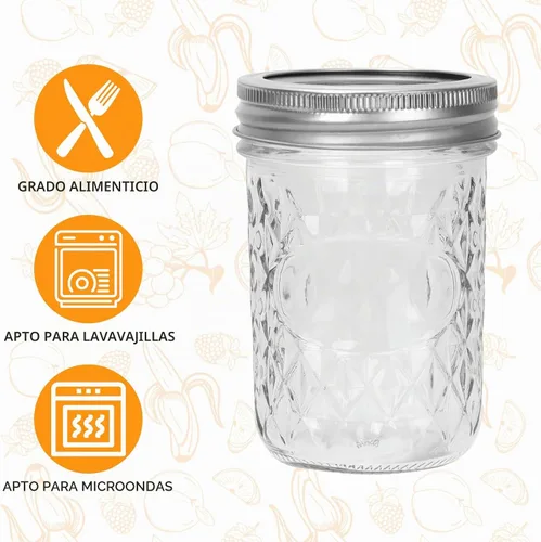 Vista 6 de Eathtek 8 onzas tarros Mason 20 paquete, tarros de conservas mini de 240ml con tapas regulares para almacenamiento de jalea, hierbas, especias