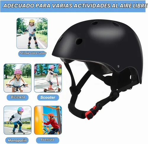 Vista 4 de Casco de bicicleta ajustable con gradiente de color para niños con set de rodilleras y coderas Equipo de seguridad multideporte para niños y niñas