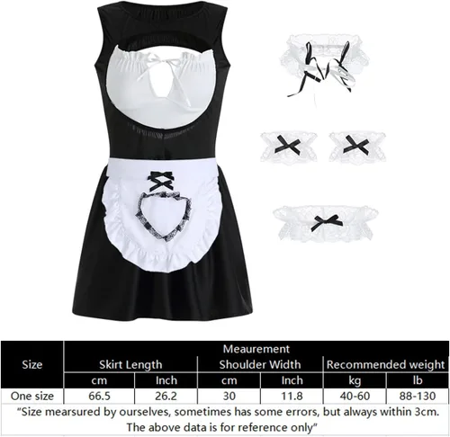 Vista 6 de SNOMYRS Maid Outfit Lingerie for Women French Anime Cosplay Naughty with Sexy Fancy Apron Dress Black Maid Costume