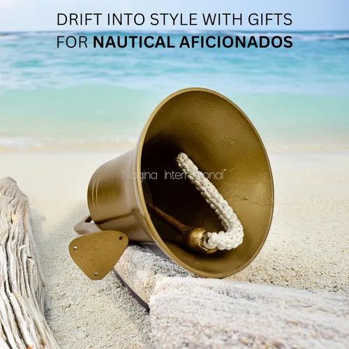 Vista 6 de Nagina International Campana decorativa de aluminio de latón antiguo náutico con grabado en la Marina de los Estados Unidos, regalos náuticos
