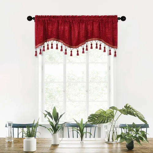 Vista 9 de Cortinas de doble cara de felpilla para cortina de cocina, cenefa para sala de estar