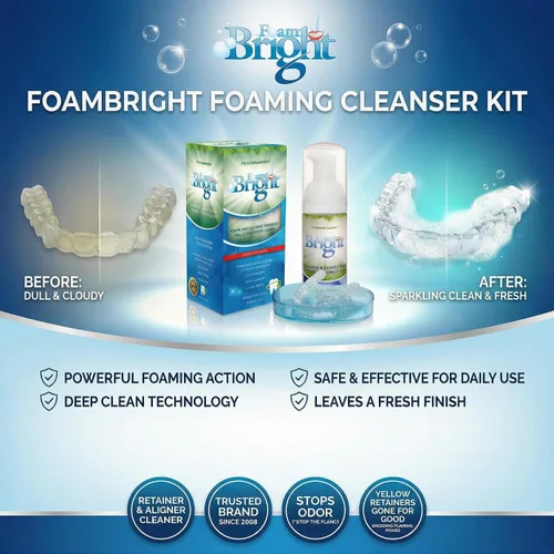 Vista 2 de Aligner & Retainer Cleaner - Espuma blanqueadora Compatible con Invisalign, Byte, Candid, ClearCorrect Protector bucal limpiador de dentaduras