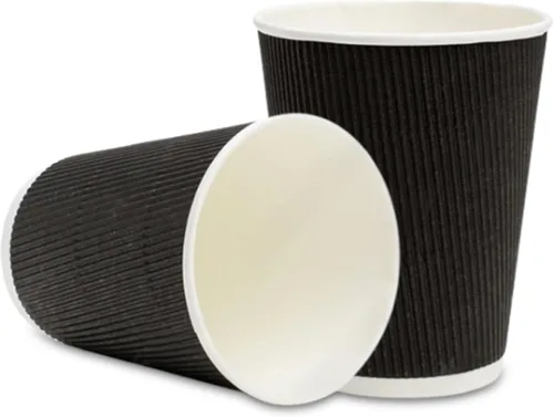 Vista 36 de 500 unidades de tazas desechables negras de 4 onzas para bebidas calientes con diseño de pared ondulada: no necesita mangas - Perfectas