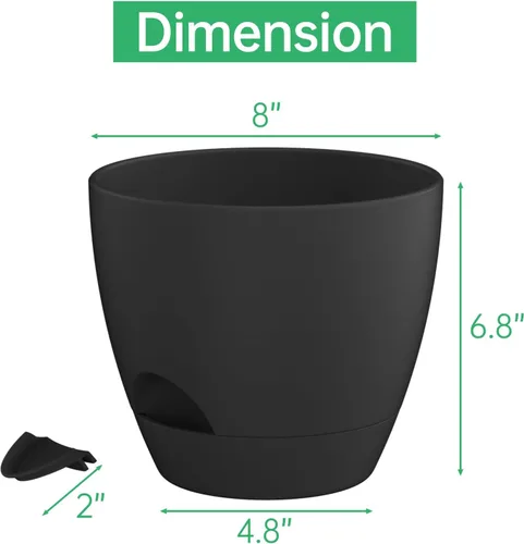 Vista 6 de ZMTECH Juego de 2 macetas de 10 pulgadas para plantas de interior, macetas de riego automático con agujeros de drenaje y platillo para plantas al