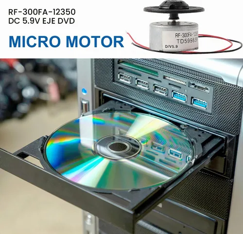 Vista 2 de uxcell Metal RF-300FA-12350 DC 5.9V Husillo DVD Micro Motor, 0.9 x 0.5 in para reproductor de DVD CD, 1 PC Plata Negro